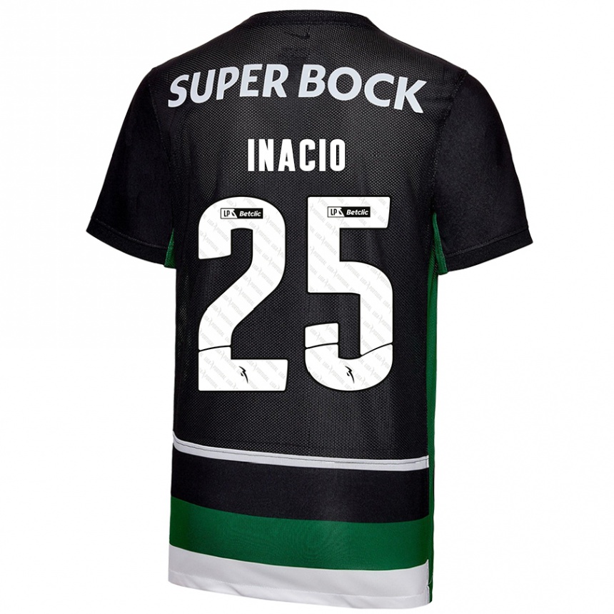 Kids Football Gonçalo Inácio #25 Black White Green Home Jersey 2024/25 T-Shirt Australia