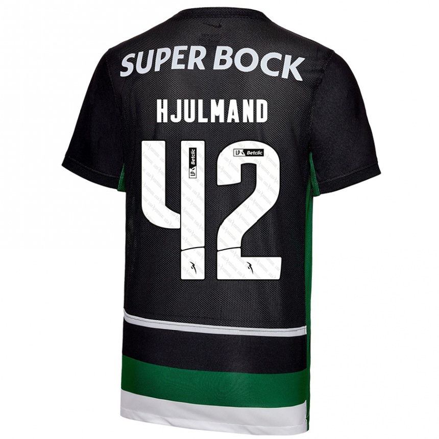 Kids Football Morten Hjulmand #42 Black White Green Home Jersey 2024/25 T-Shirt Australia