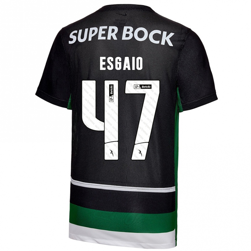 Kids Football Ricardo Esgaio #47 Black White Green Home Jersey 2024/25 T-Shirt Australia