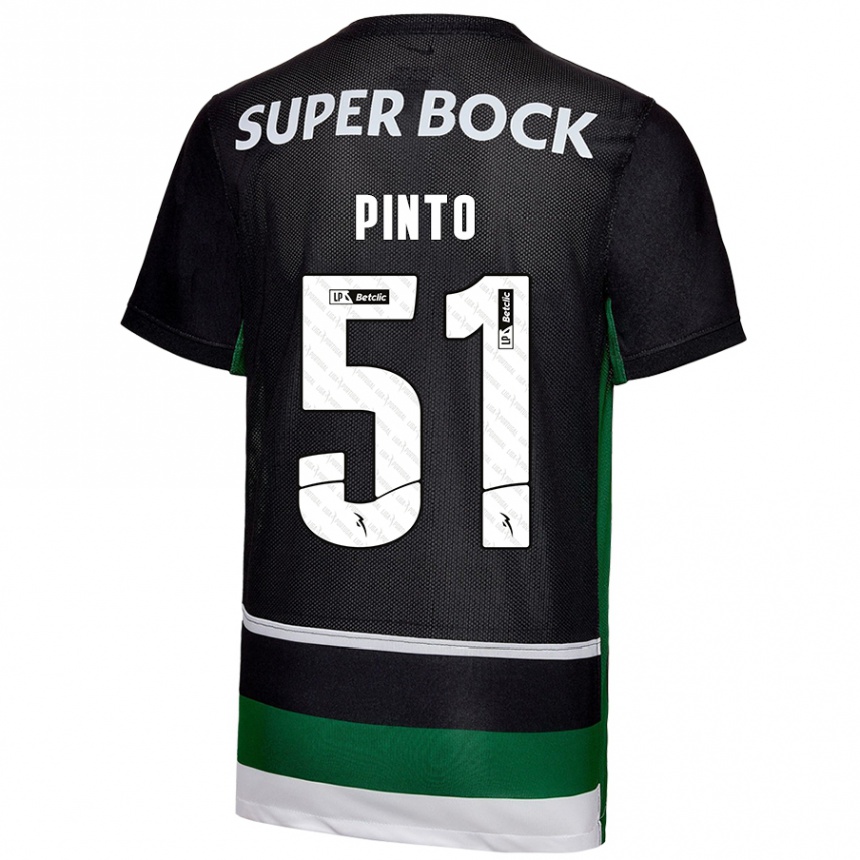 Kids Football Diogo Pinto #51 Black White Green Home Jersey 2024/25 T-Shirt Australia