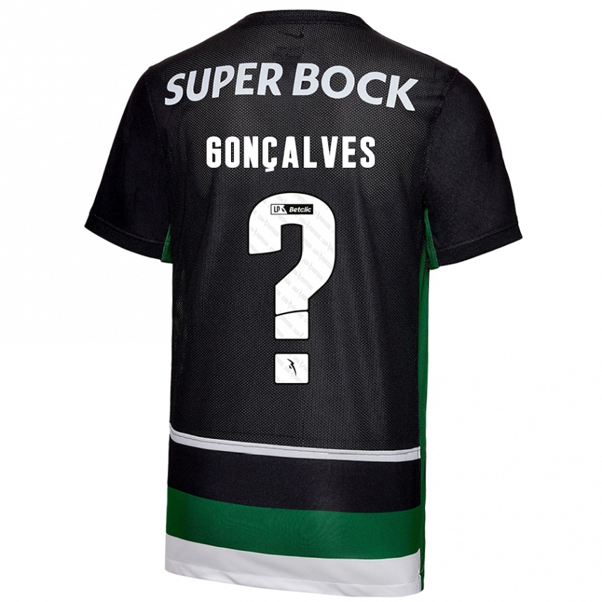 Kids Football Flávio Gonçalves #0 Black White Green Home Jersey 2024/25 T-Shirt Australia