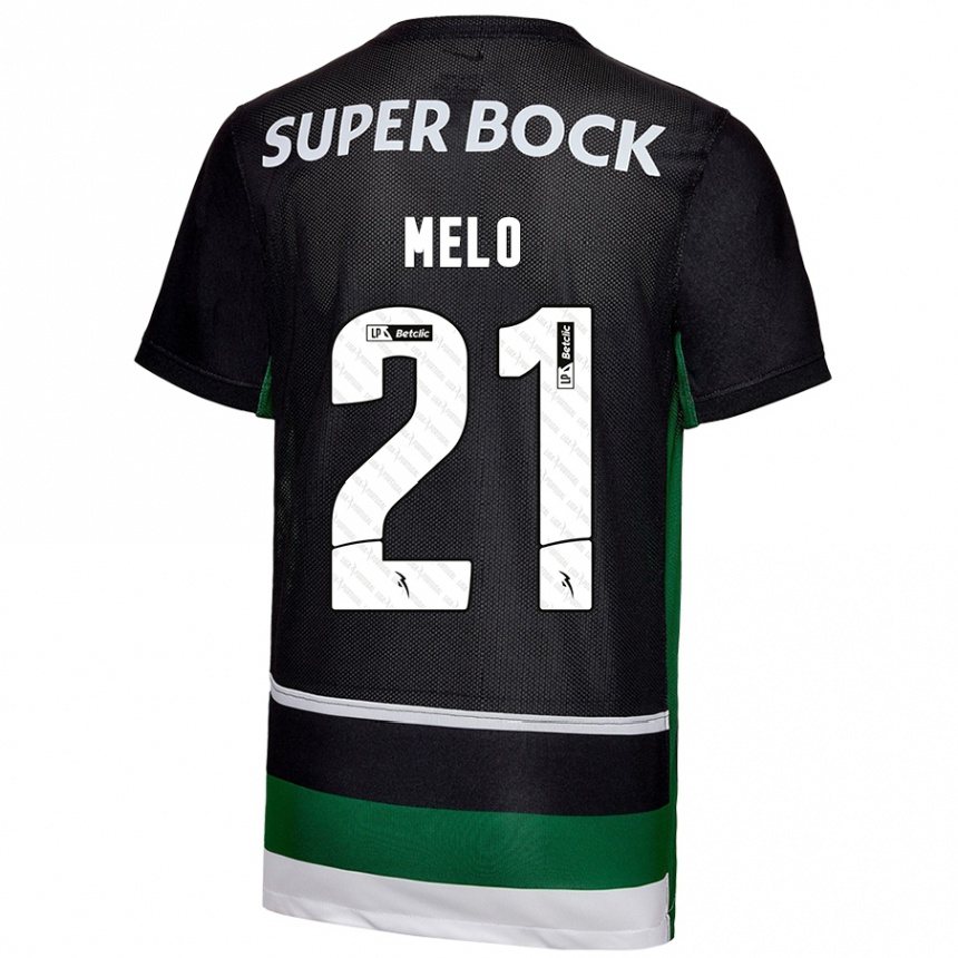 Kids Football Gabriel Melo #21 Black White Green Home Jersey 2024/25 T-Shirt Australia