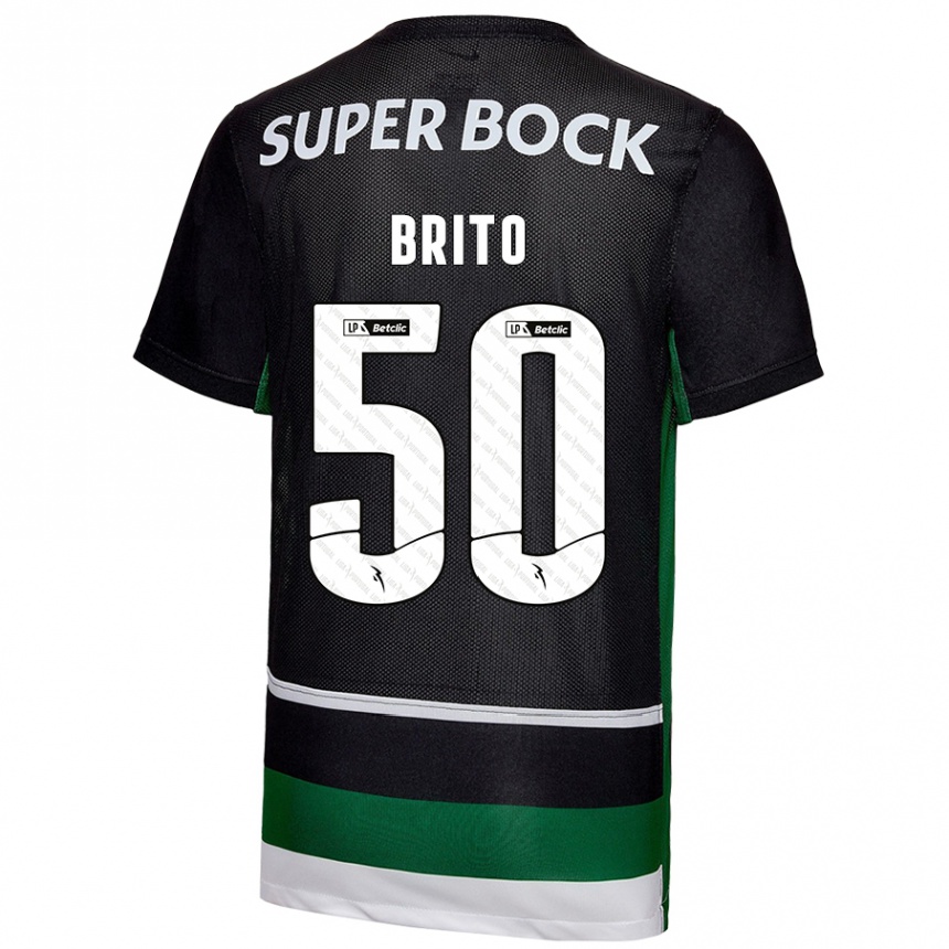 Kids Football Alexandre Brito #50 Black White Green Home Jersey 2024/25 T-Shirt Australia