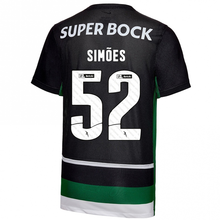 Kids Football João Simões #52 Black White Green Home Jersey 2024/25 T-Shirt Australia