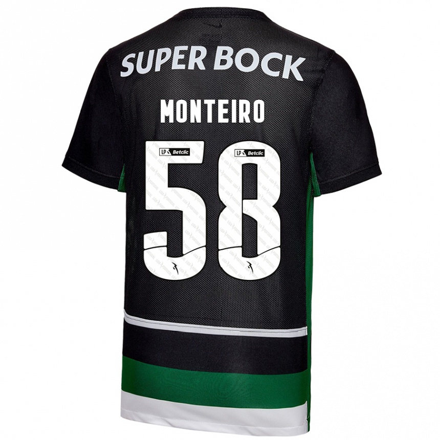 Kids Football David Monteiro #58 Black White Green Home Jersey 2024/25 T-Shirt Australia