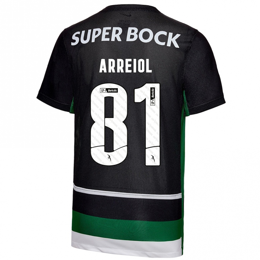 Kids Football Henrique Arreiol #81 Black White Green Home Jersey 2024/25 T-Shirt Australia