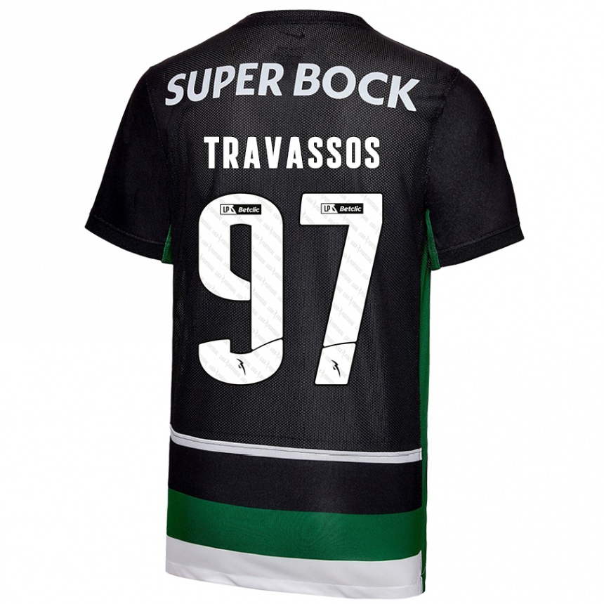 Kids Football Travassos #97 Black White Green Home Jersey 2024/25 T-Shirt Australia