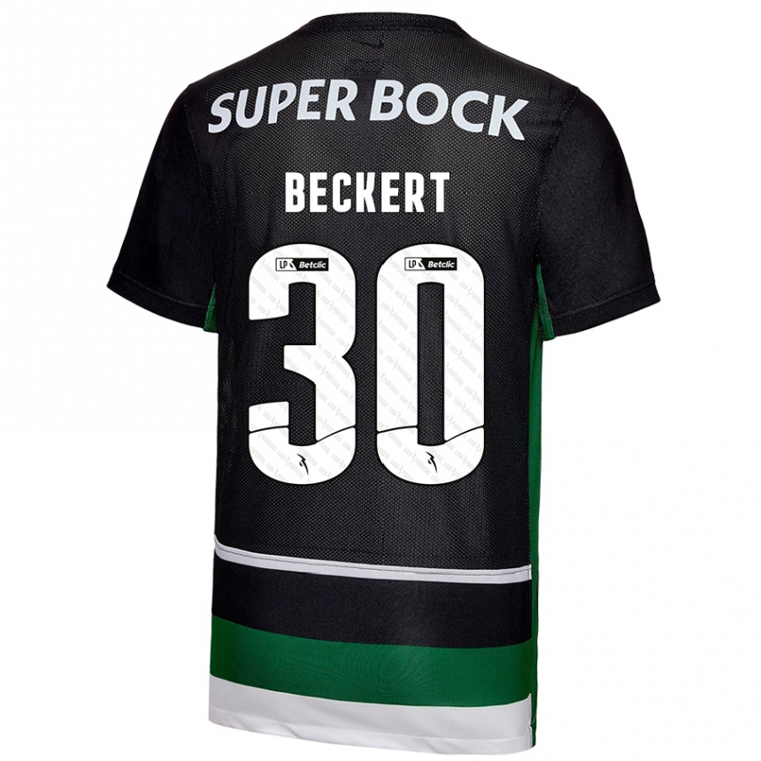 Kids Football Carolina Beckert #30 Black White Green Home Jersey 2024/25 T-Shirt Australia