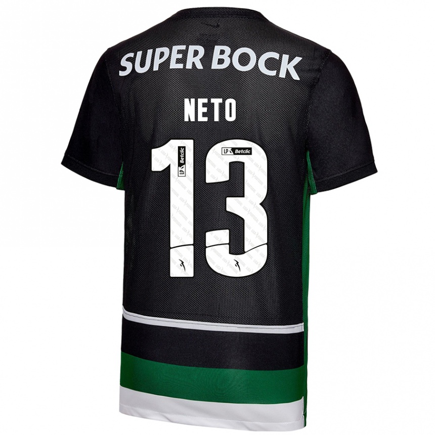 Kids Football Luís Neto #13 Black White Green Home Jersey 2024/25 T-Shirt Australia