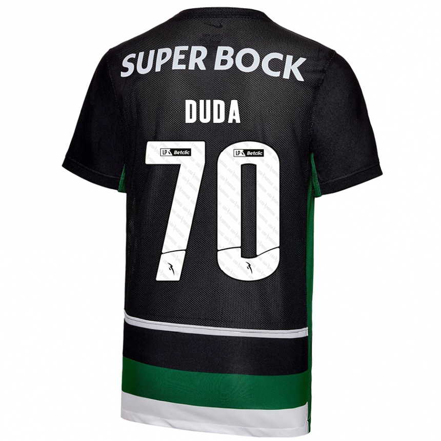 Kids Football Dudá #70 Black White Green Home Jersey 2024/25 T-Shirt Australia