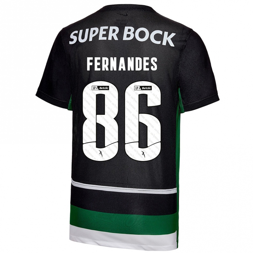 Kids Football Emanuel Fernandes #86 Black White Green Home Jersey 2024/25 T-Shirt Australia