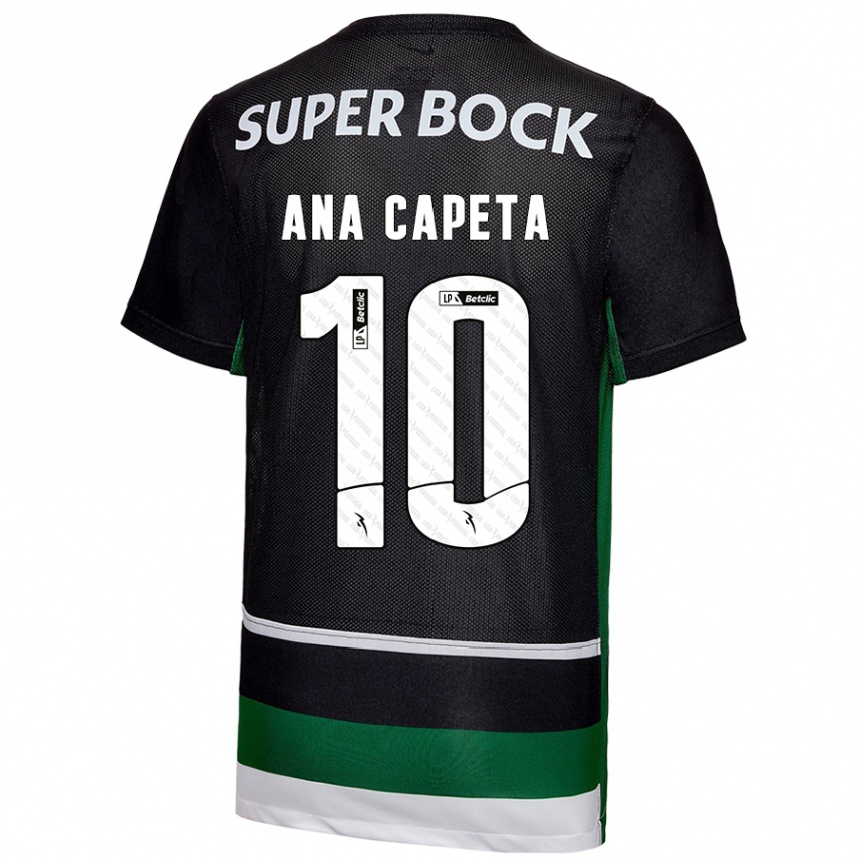 Kids Football Ana Capeta #10 Black White Green Home Jersey 2024/25 T-Shirt Australia