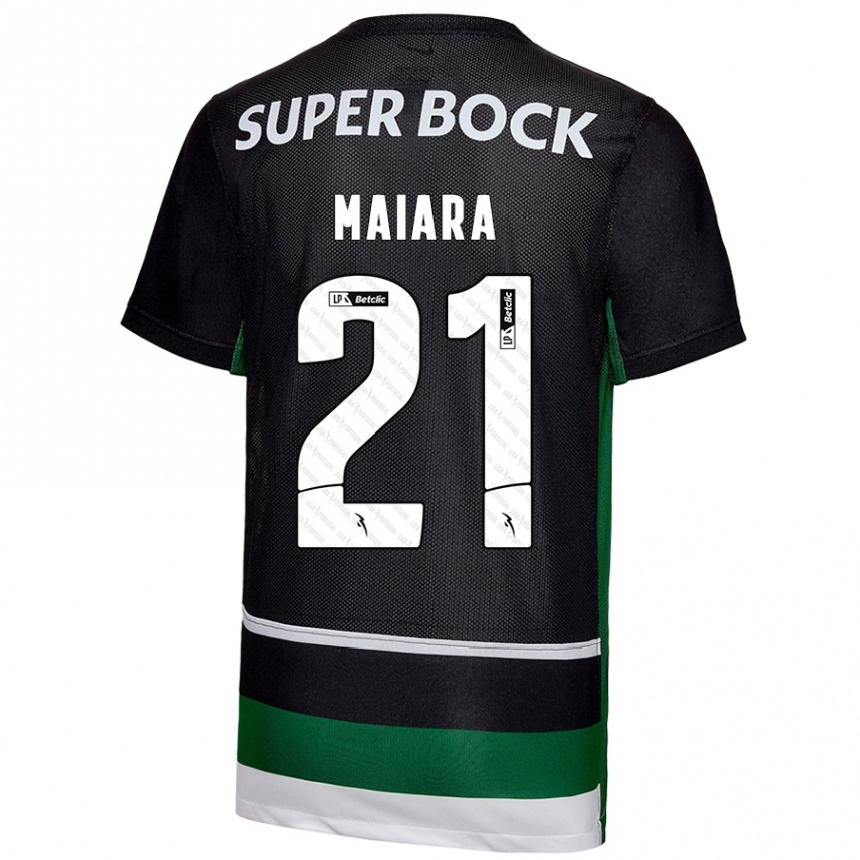 Kids Football Maiara Carolina Niehues #21 Black White Green Home Jersey 2024/25 T-Shirt Australia