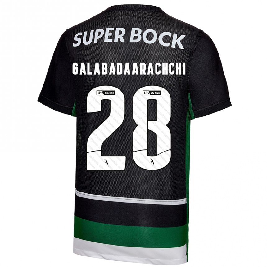 Kids Football Jacinta Galabadaarachchi #28 Black White Green Home Jersey 2024/25 T-Shirt Australia