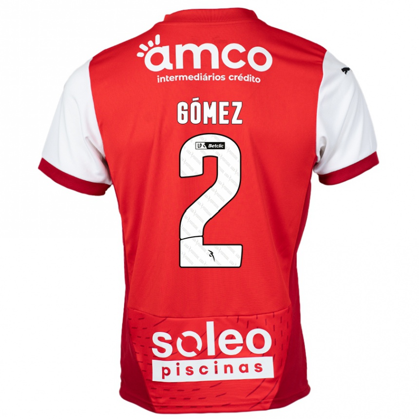 Kids Football Víctor Gómez #2 Red White Home Jersey 2024/25 T-Shirt Australia