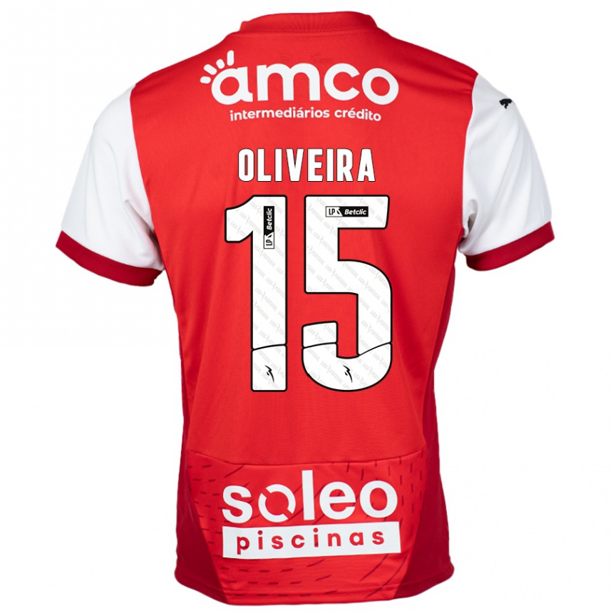 Kids Football Paulo Oliveira #15 Red White Home Jersey 2024/25 T-Shirt Australia