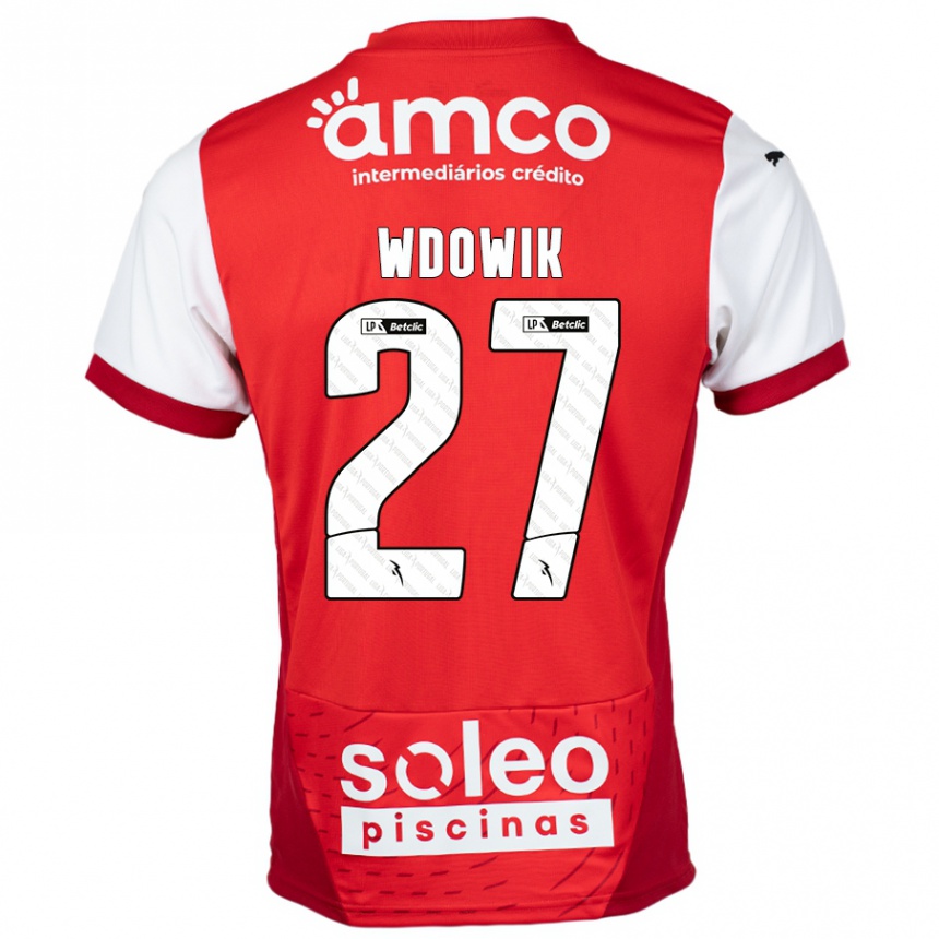 Kids Football Bartlomiej Wdowik #27 Red White Home Jersey 2024/25 T-Shirt Australia