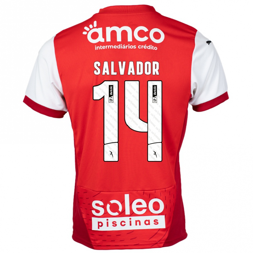 Kids Football João Salvador #14 Red White Home Jersey 2024/25 T-Shirt Australia