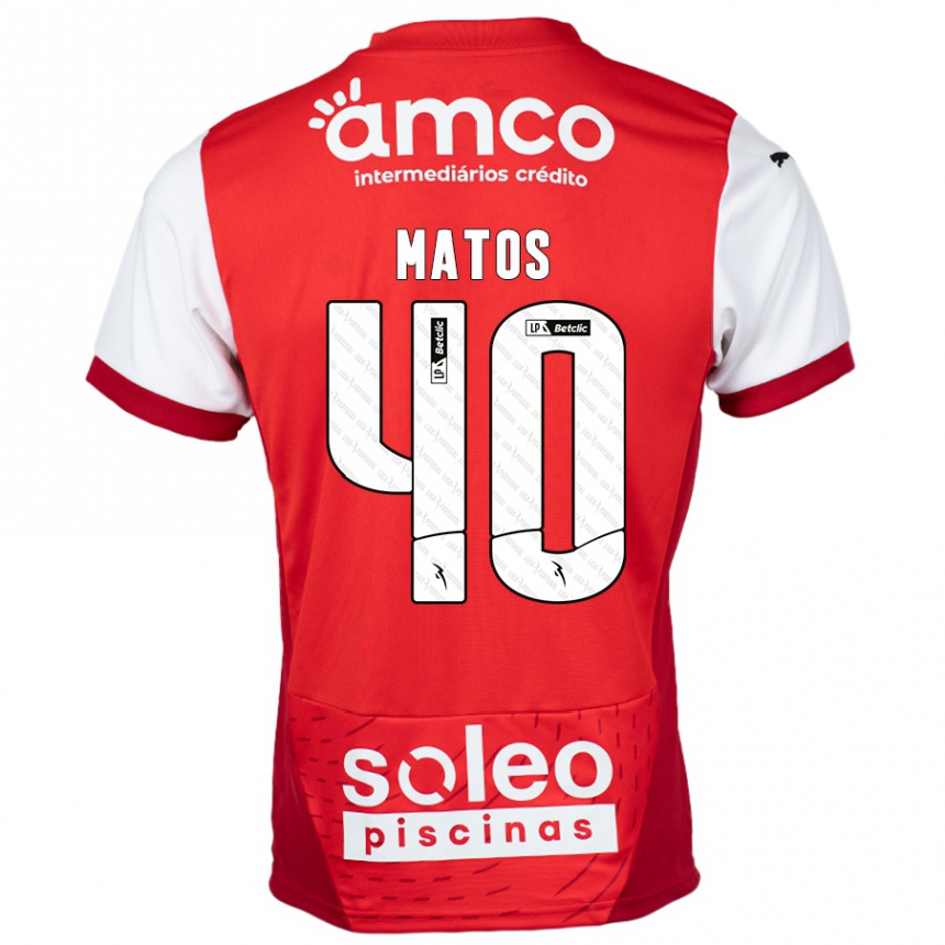 Kids Football João Matos #40 Red White Home Jersey 2024/25 T-Shirt Australia