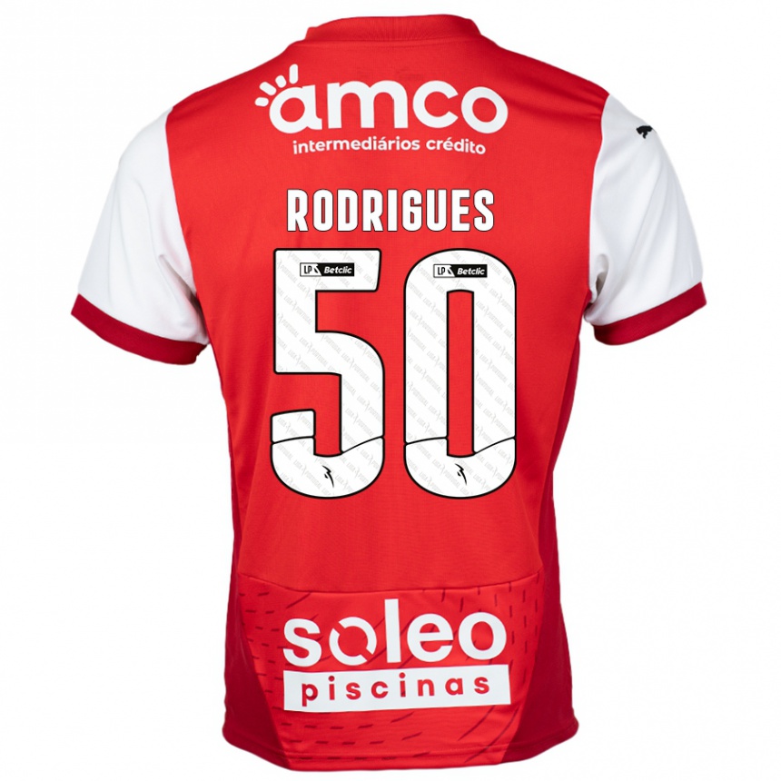 Kids Football Diego Rodrigues #50 Red White Home Jersey 2024/25 T-Shirt Australia