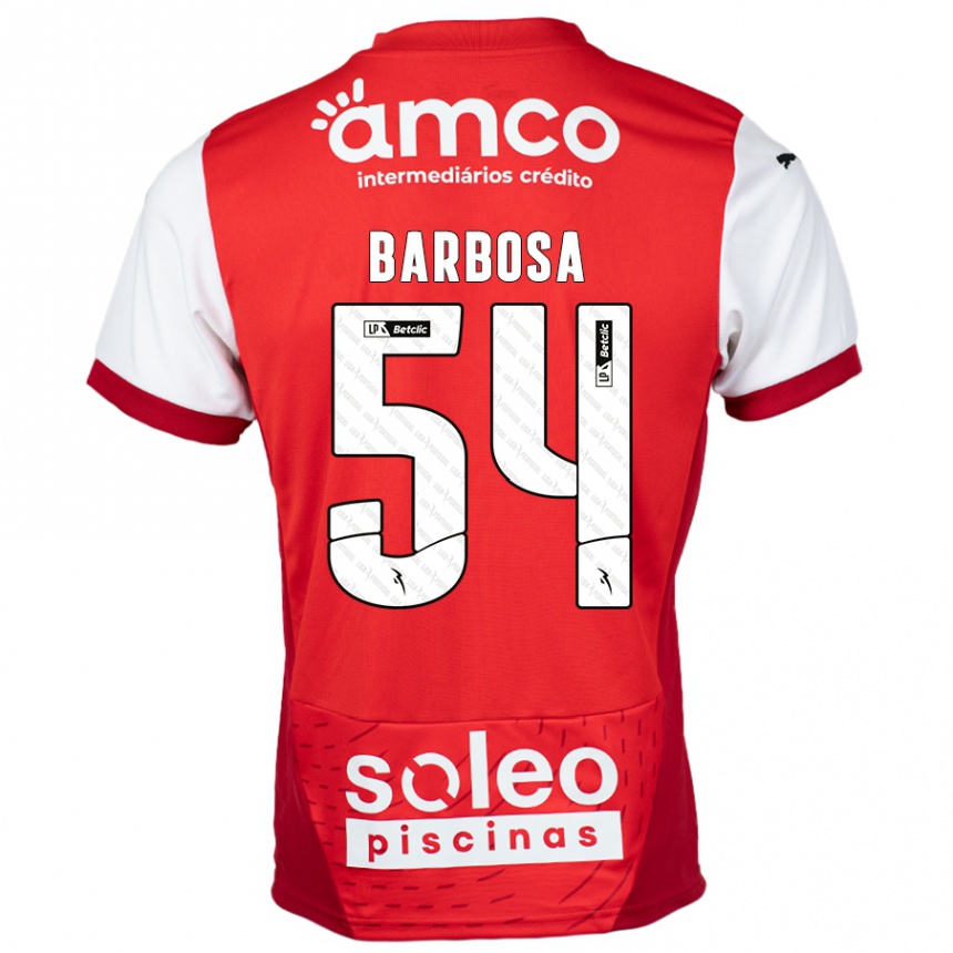 Kids Football Guilherme Barbosa #54 Red White Home Jersey 2024/25 T-Shirt Australia