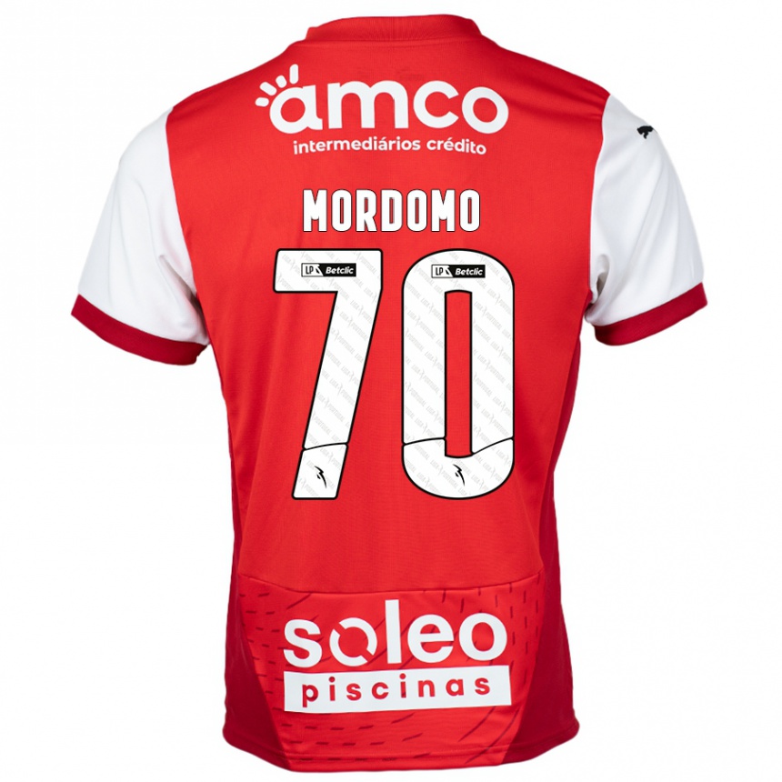 Kids Football Mordomo #70 Red White Home Jersey 2024/25 T-Shirt Australia