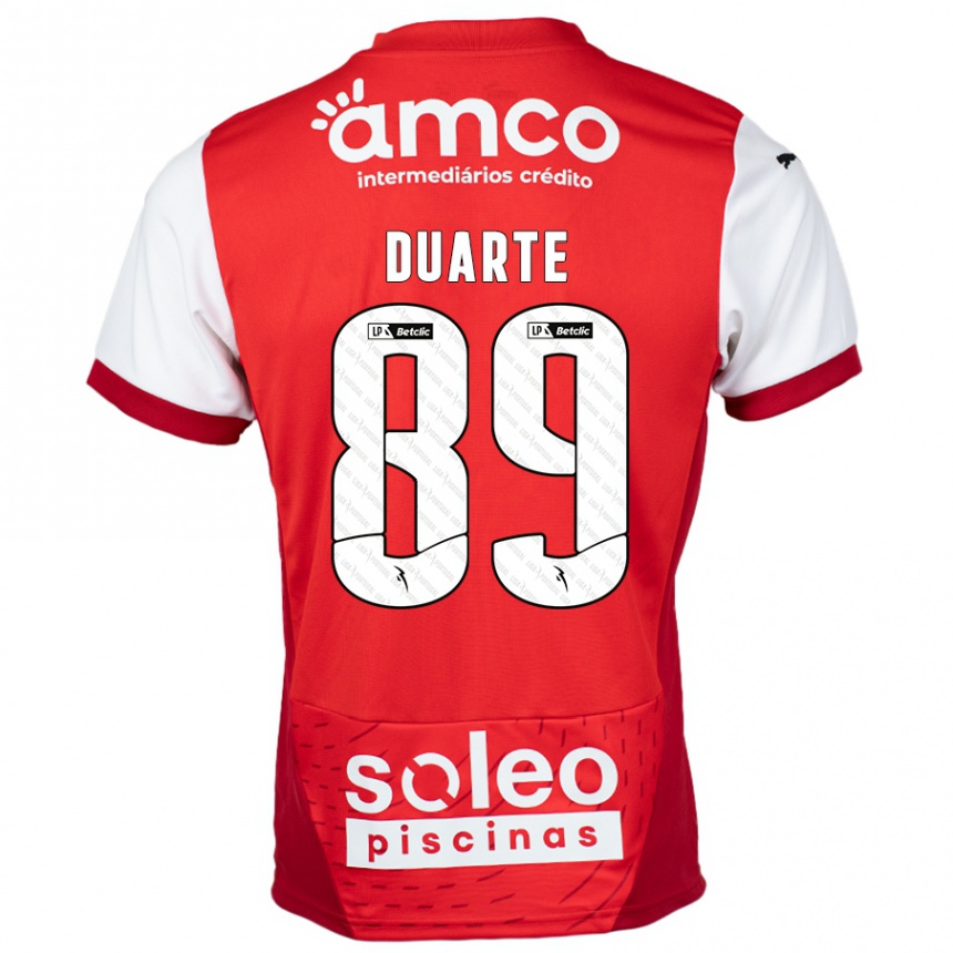 Kids Football Afonso Duarte #89 Red White Home Jersey 2024/25 T-Shirt Australia