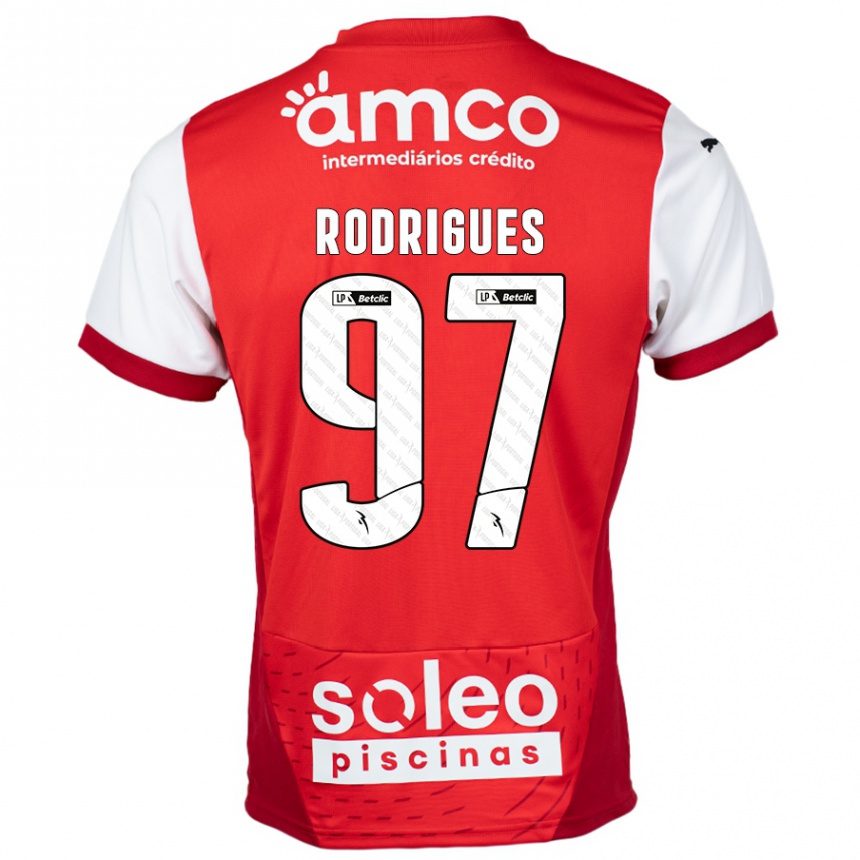 Kids Football Dinis Rodrigues #97 Red White Home Jersey 2024/25 T-Shirt Australia