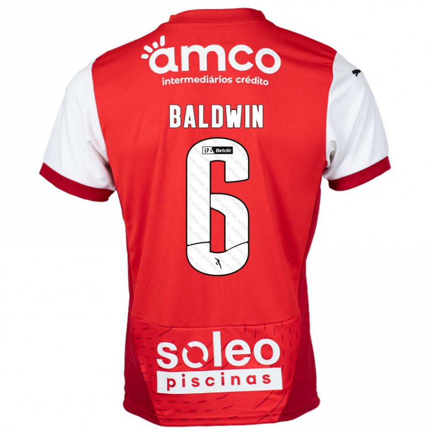 Kids Football Carlyn Baldwin #6 Red White Home Jersey 2024/25 T-Shirt Australia