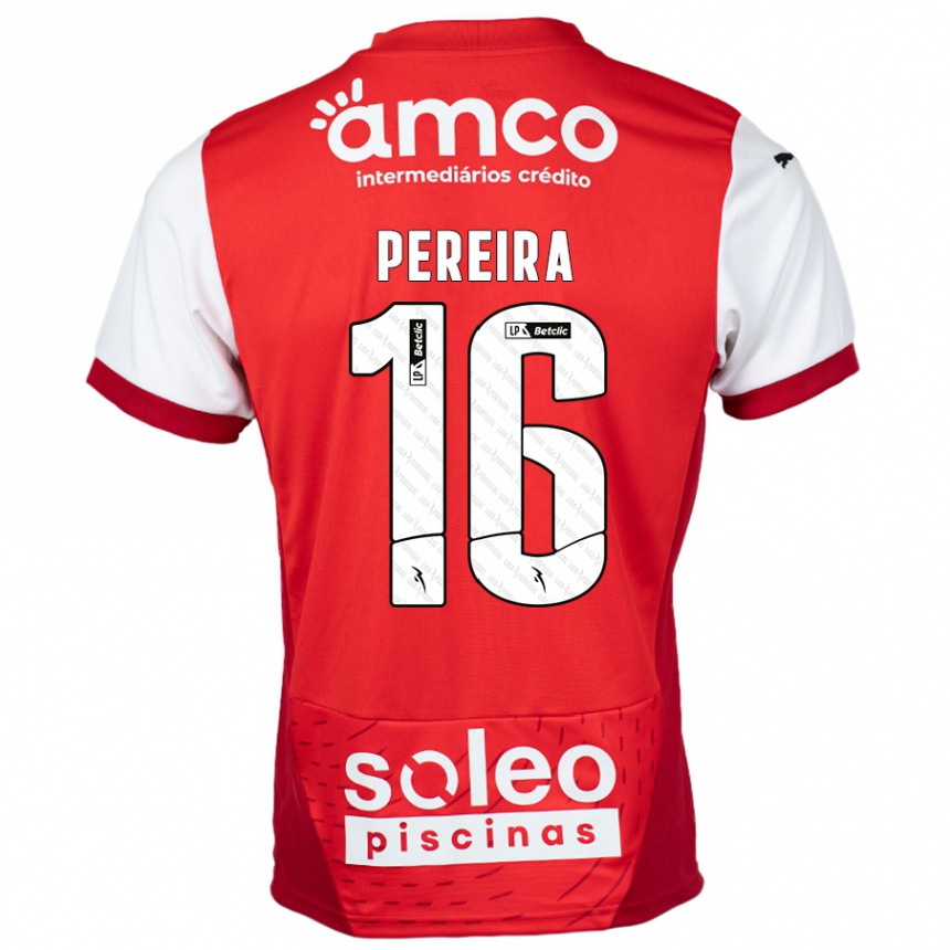 Kids Football Catarina Pereira #16 Red White Home Jersey 2024/25 T-Shirt Australia