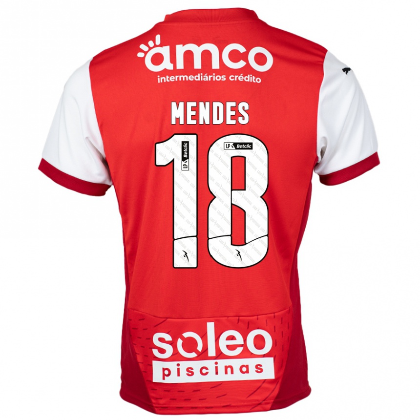 Kids Football Carolina Mendes #18 Red White Home Jersey 2024/25 T-Shirt Australia