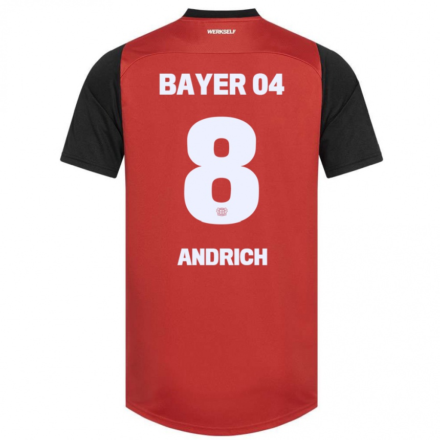 Kids Football Robert Andrich #8 Red Black Home Jersey 2024/25 T-Shirt Australia