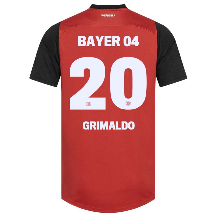 Kids Football Alejandro Grimaldo #20 Red Black Home Jersey 2024/25 T-Shirt Australia