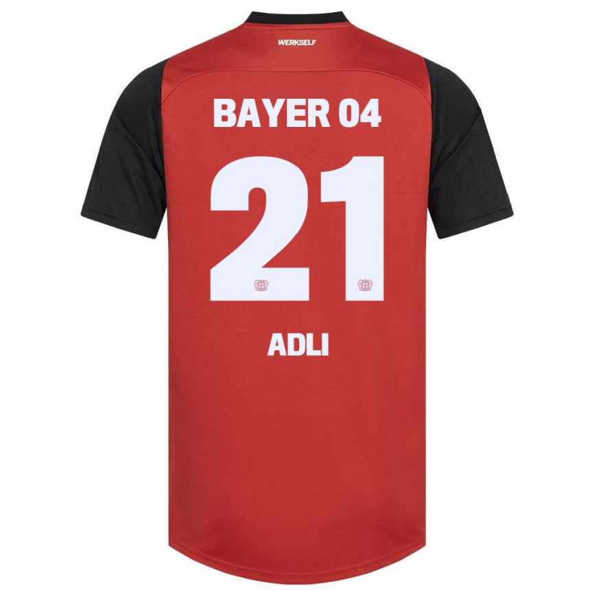 Kids Football Amine Adli #21 Red Black Home Jersey 2024/25 T-Shirt Australia