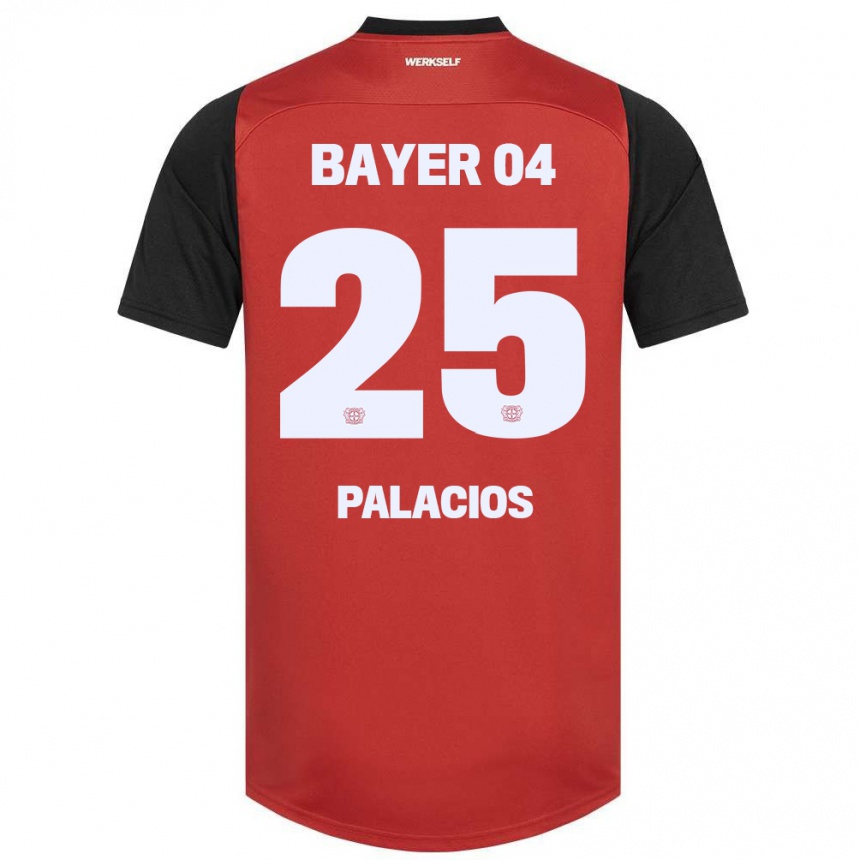 Kids Football Exequiel Palacios #25 Red Black Home Jersey 2024/25 T-Shirt Australia