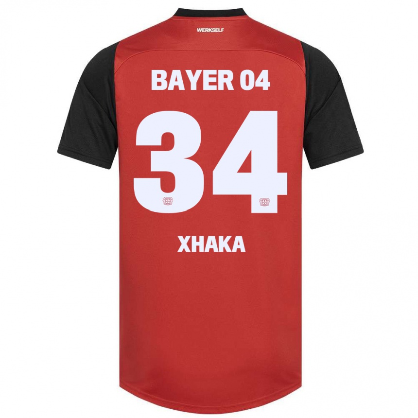 Kids Football Granit Xhaka #34 Red Black Home Jersey 2024/25 T-Shirt Australia