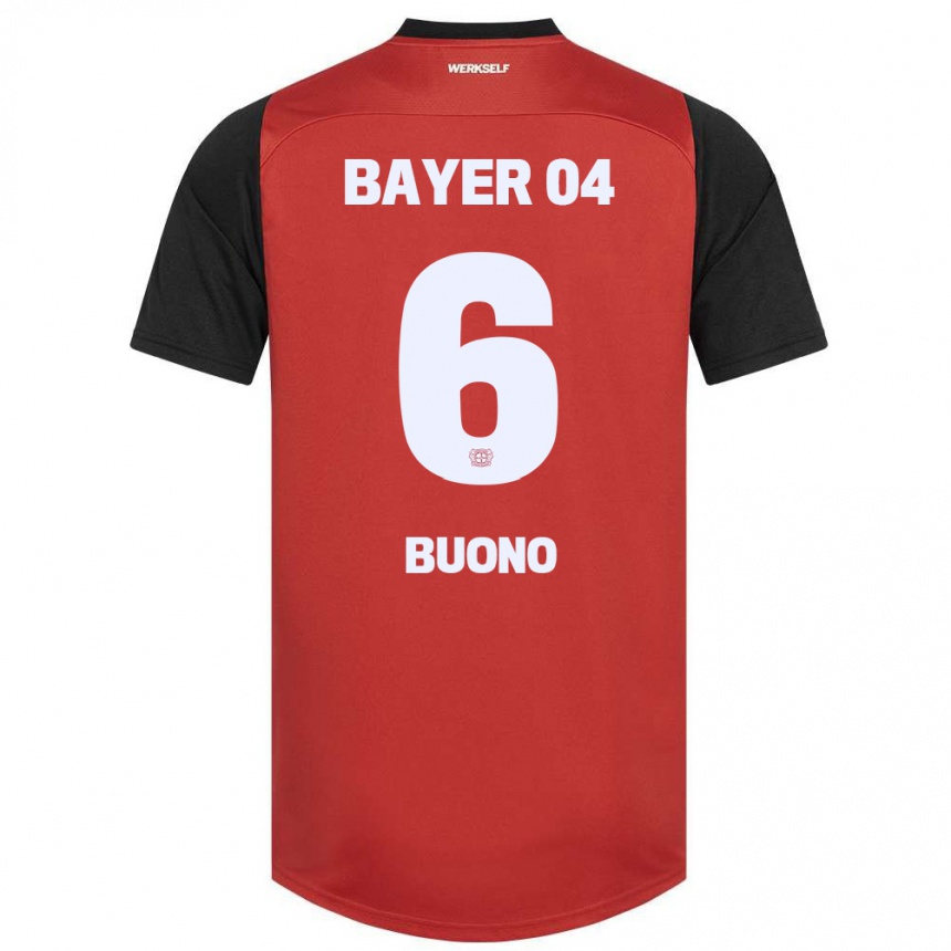 Kids Football Francesco Buono #6 Red Black Home Jersey 2024/25 T-Shirt Australia