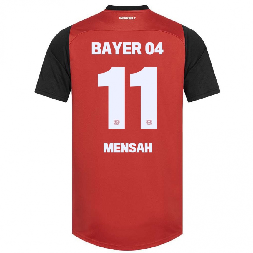 Kids Football Jeremiah Mensah #11 Red Black Home Jersey 2024/25 T-Shirt Australia