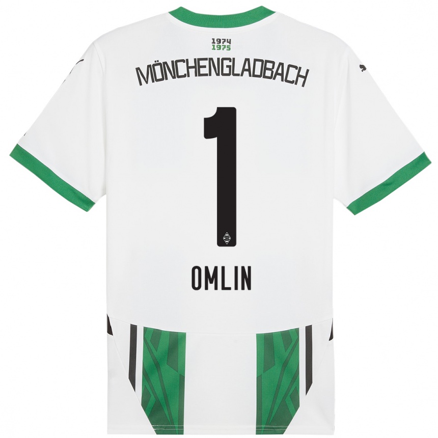 Kids Football Jonas Omlin #1 White Green Home Jersey 2024/25 T-Shirt Australia