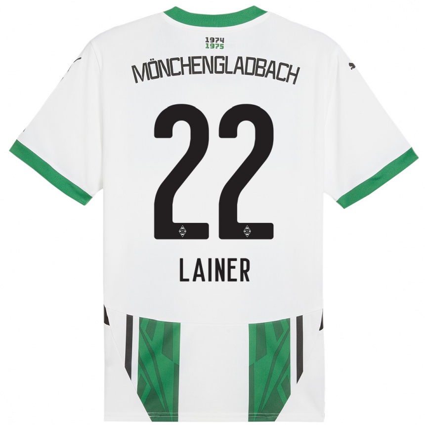 Kids Football Stefan Lainer #22 White Green Home Jersey 2024/25 T-Shirt Australia