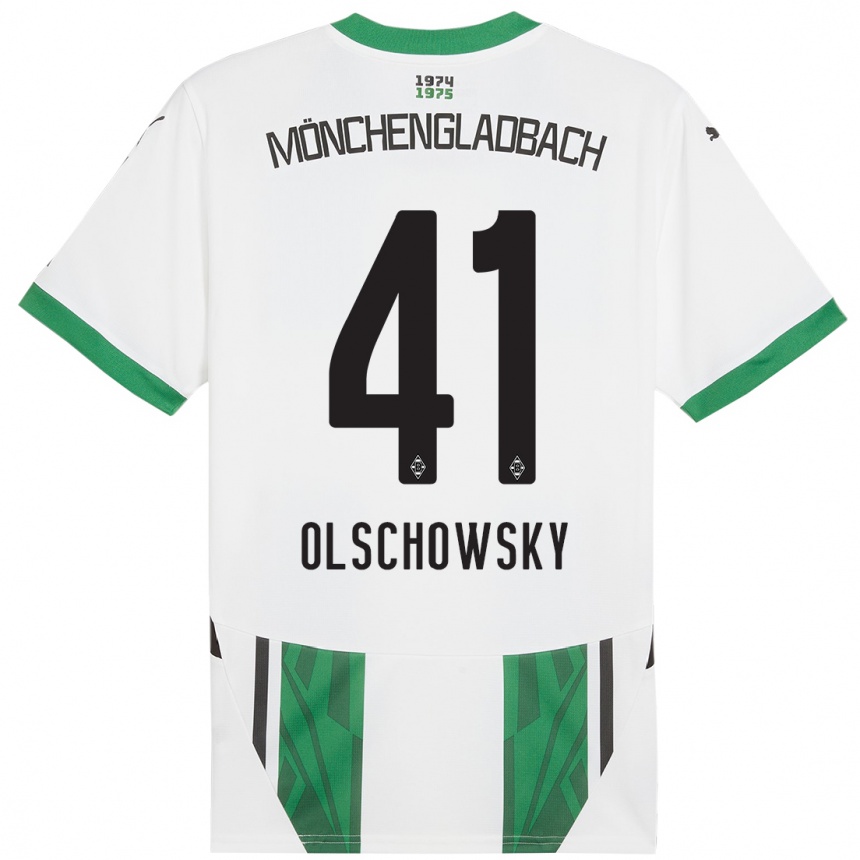 Kids Football Jan Olschowsky #41 White Green Home Jersey 2024/25 T-Shirt Australia