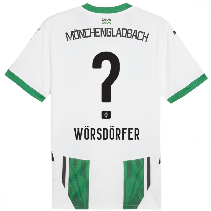 Kids Football Len Wörsdörfer #0 White Green Home Jersey 2024/25 T-Shirt Australia