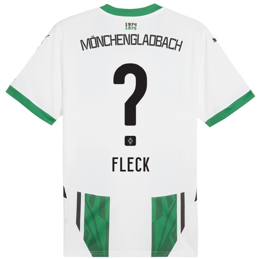 Kids Football Fritz Fleck #0 White Green Home Jersey 2024/25 T-Shirt Australia