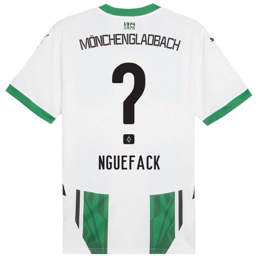 Kids Football Mathieu Nguefack #0 White Green Home Jersey 2024/25 T-Shirt Australia