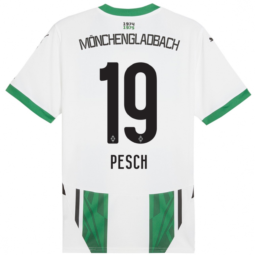 Kids Football Noah Pesch #19 White Green Home Jersey 2024/25 T-Shirt Australia