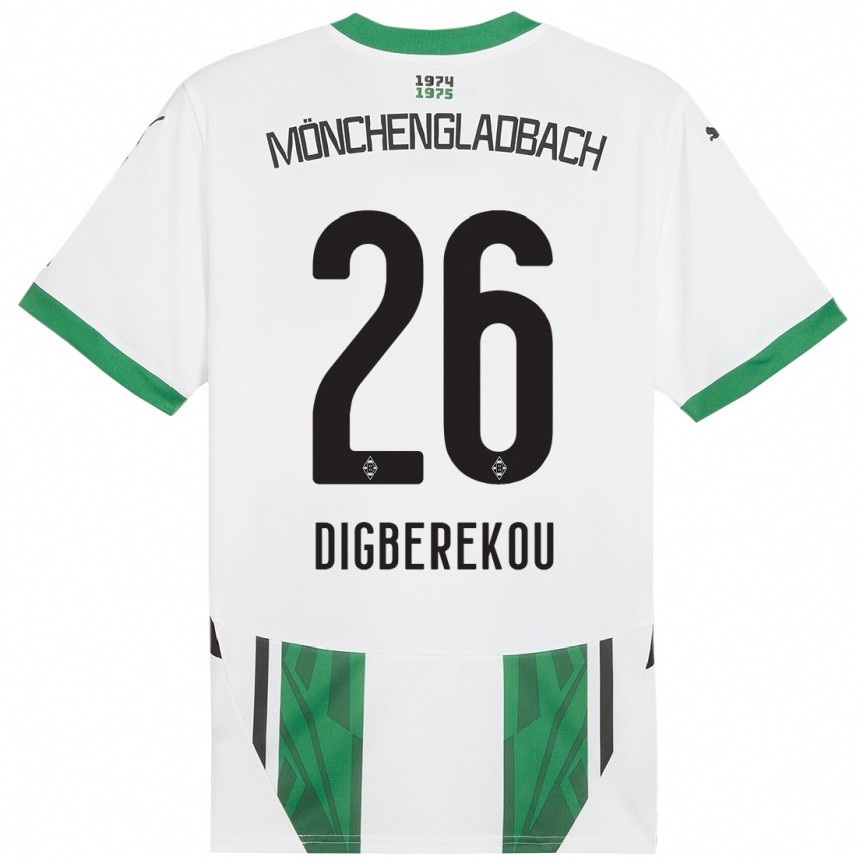 Kids Football Ibrahim Digberekou #26 White Green Home Jersey 2024/25 T-Shirt Australia