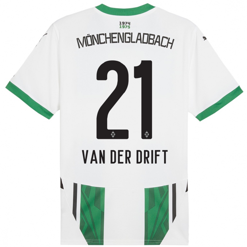 Kids Football Suus Van Der Drift #21 White Green Home Jersey 2024/25 T-Shirt Australia