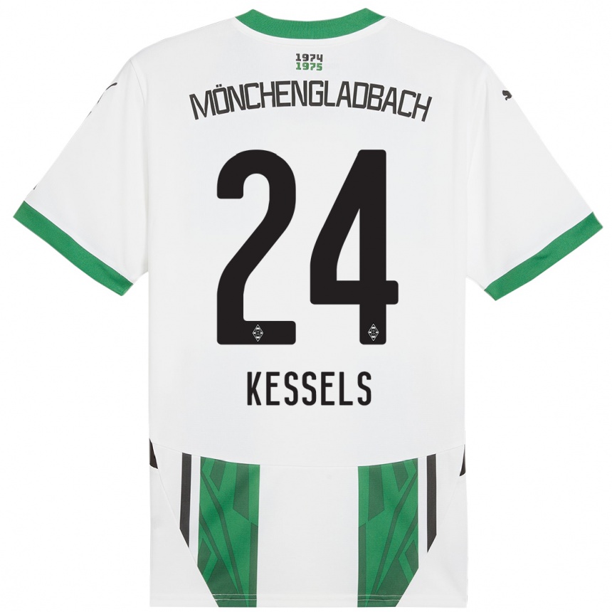 Kids Football Imke Kessels #24 White Green Home Jersey 2024/25 T-Shirt Australia