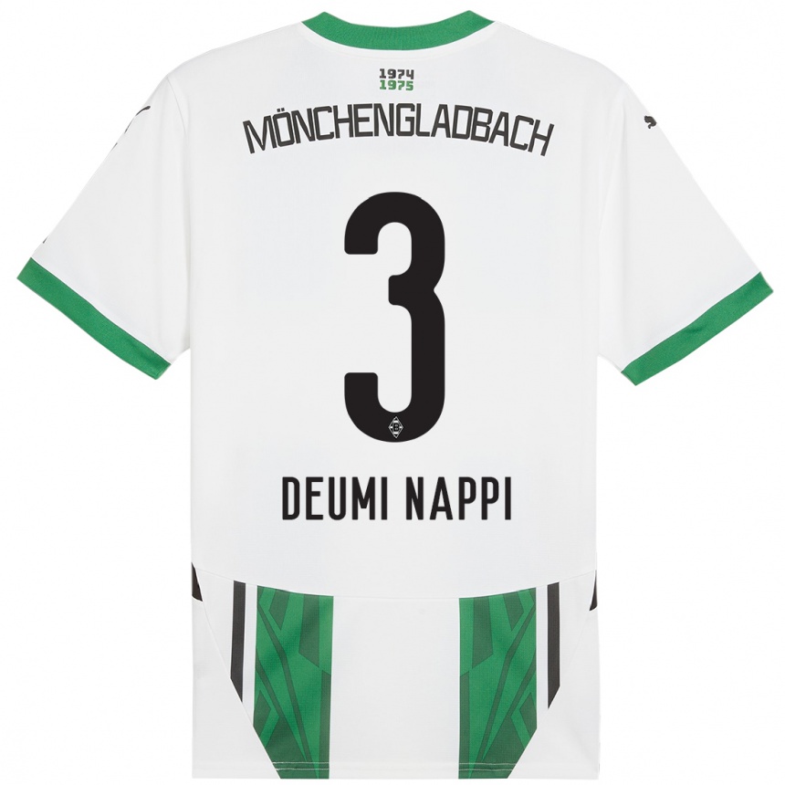 Kids Football Dimitrie Deumi Nappi #3 White Green Home Jersey 2024/25 T-Shirt Australia