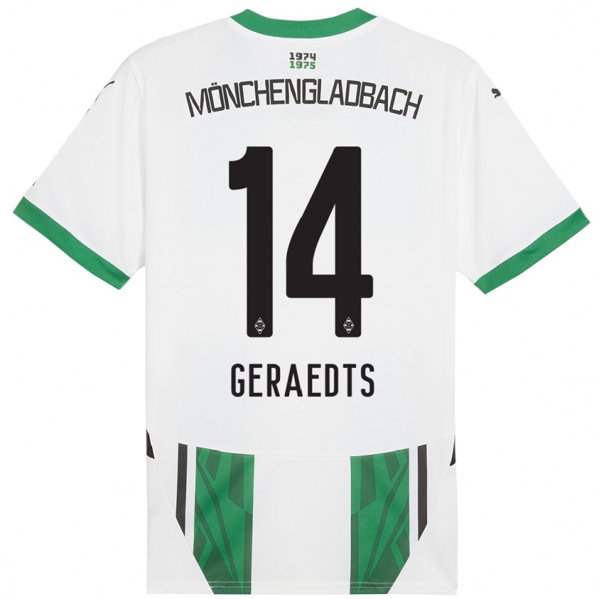 Kids Football Kelsey Geraedts #14 White Green Home Jersey 2024/25 T-Shirt Australia